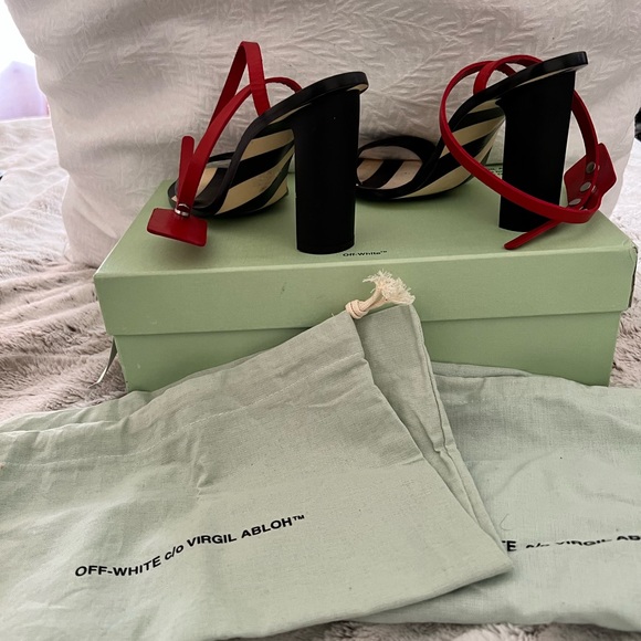 Off white zip tie ankle strap heels size 6 - Picture 11 of 16